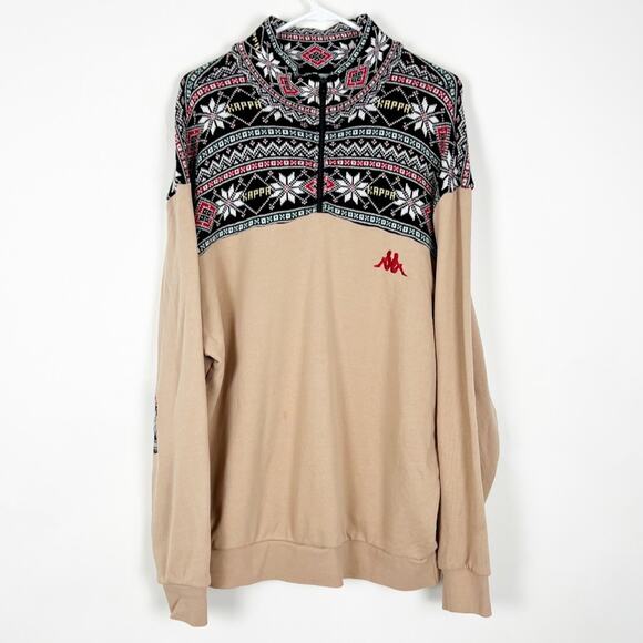 Kappa Authentic Shepherd Quarter Zip Fair Isle Sweater Size XL - Picture 2 of 6